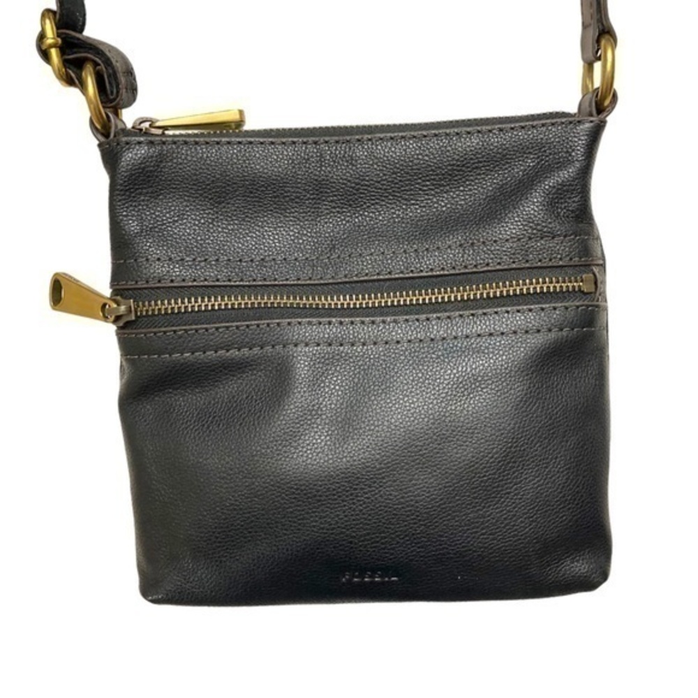 Fossil black leather crossbody bag